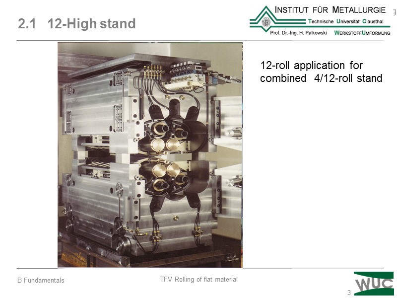 3 2.1   12-High stand 12-roll application for  combined  4/12-roll stand